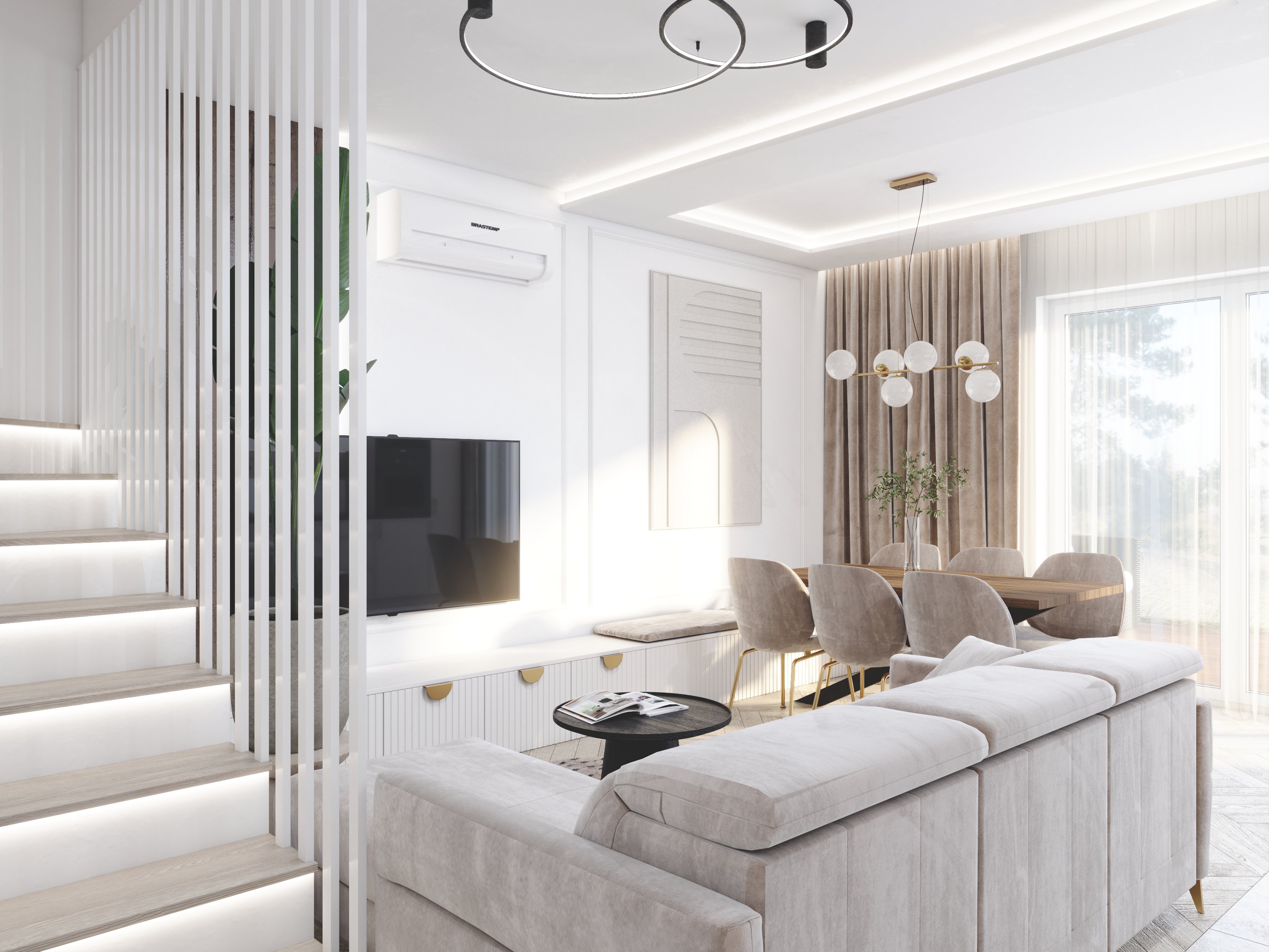 Projekt wnętrza mieszkania dwupiętrowego Ka Studio